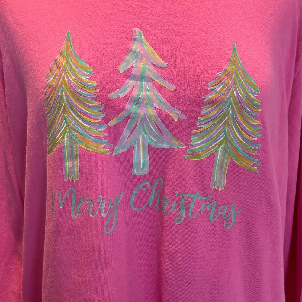 Merry Christmas ladies Christmas tree long sleeved t shirt Size 2XL Pink - Image 3
