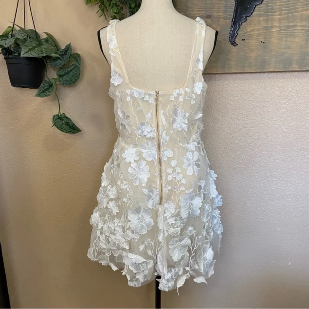 NWOT Lulus Divine Intentions White 3D Floral Embroidered Skater Dress - Image 7