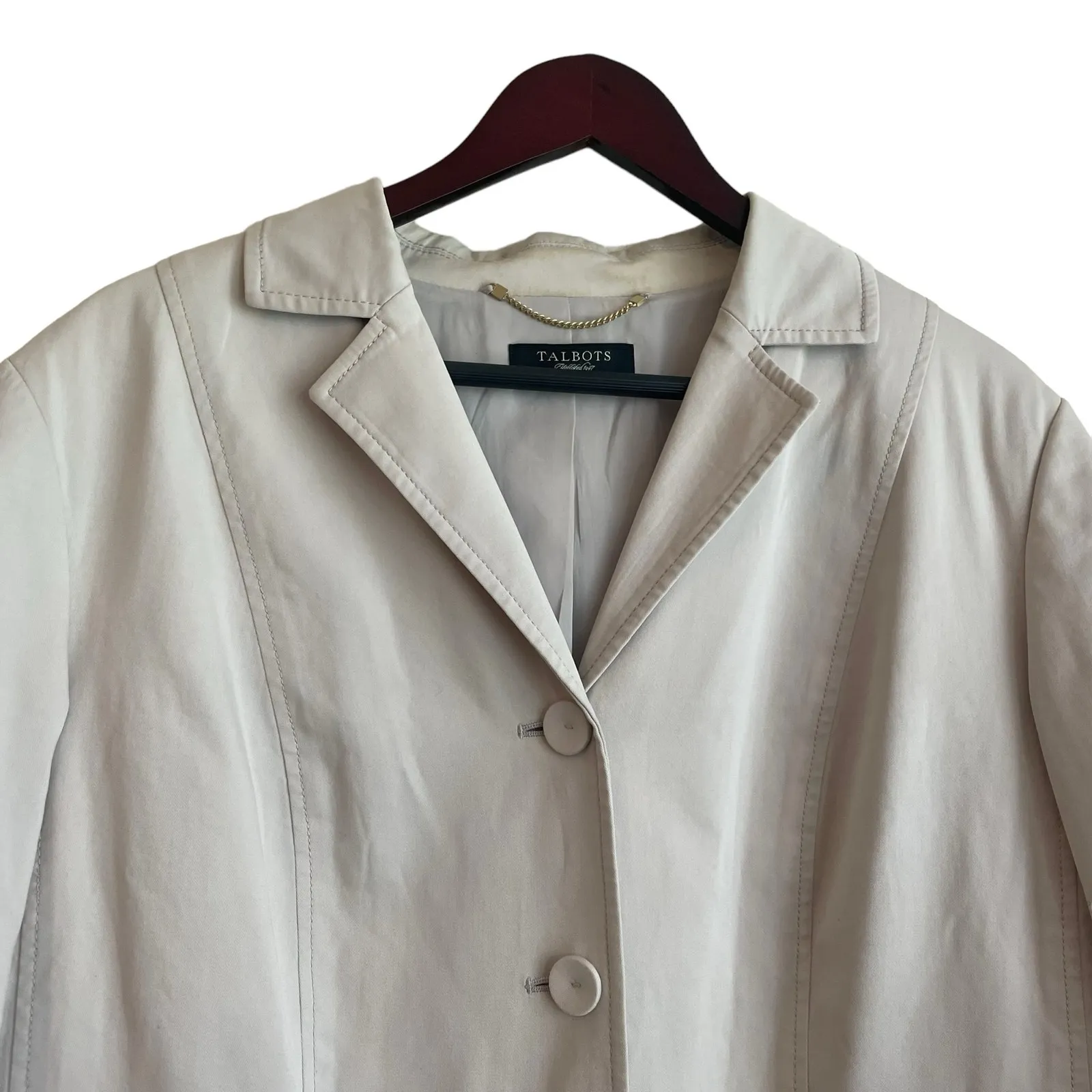 Talbots Women Petite‎ Jacket Long Sleeve Stretch Cream Classic Career Blazer - Image 12