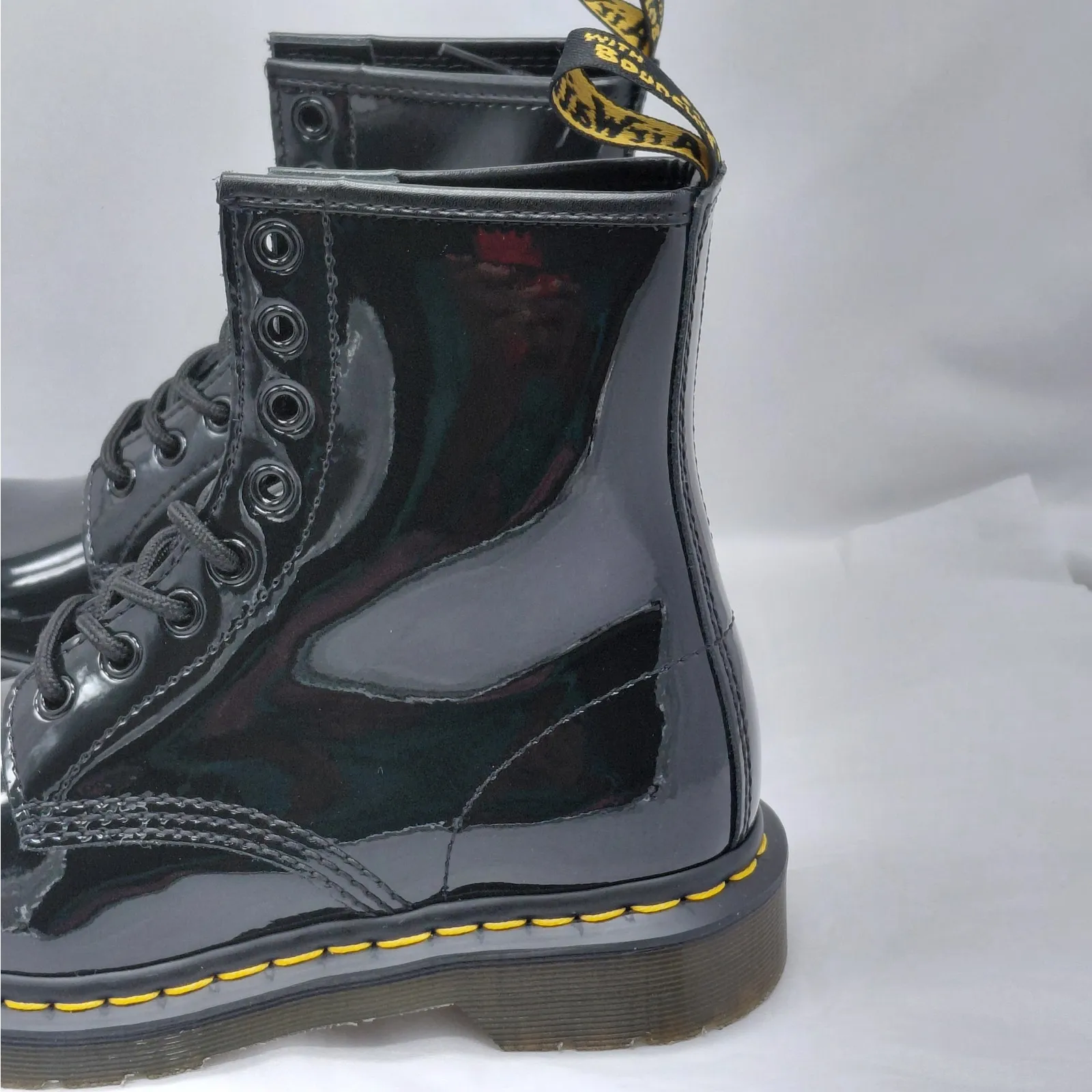 Dr. Martens Womens Combat Boots Size 6 Black Patent Goth Punk Biker Streetwear - Image 7