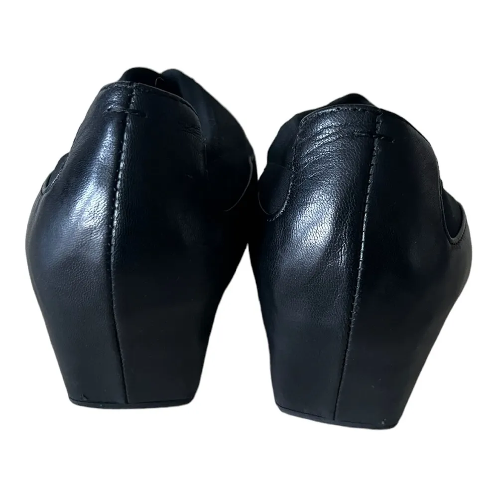 Pas De Rouge Black Leather Wedge Heel Pump Size 38( US 7.5) - Image 5