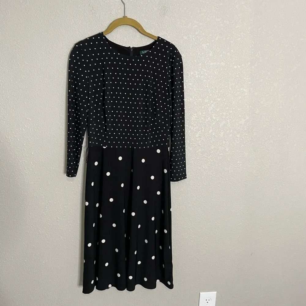 Lauren Ralph Lauren Black White Polka Dot Dress 2 - Image 2