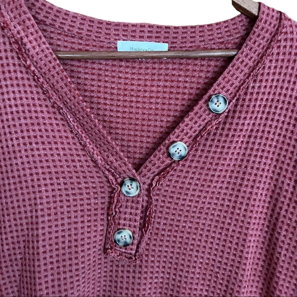 Hailey & Co. mauve waffle knit long sleeved top - Image 2
