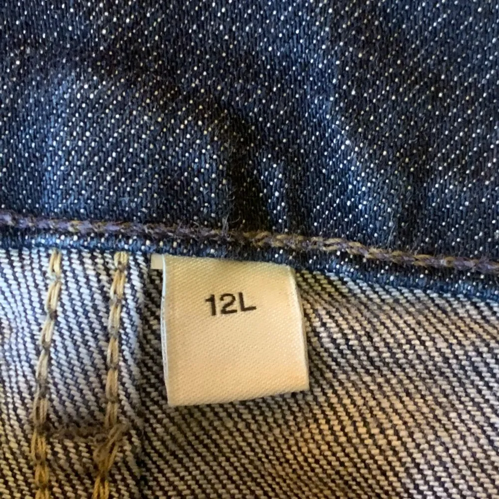 GAP Jeans 12 L Dark Denim Blue Curvy Flare Wide Leg Stretch Casual Double Button - Image 4