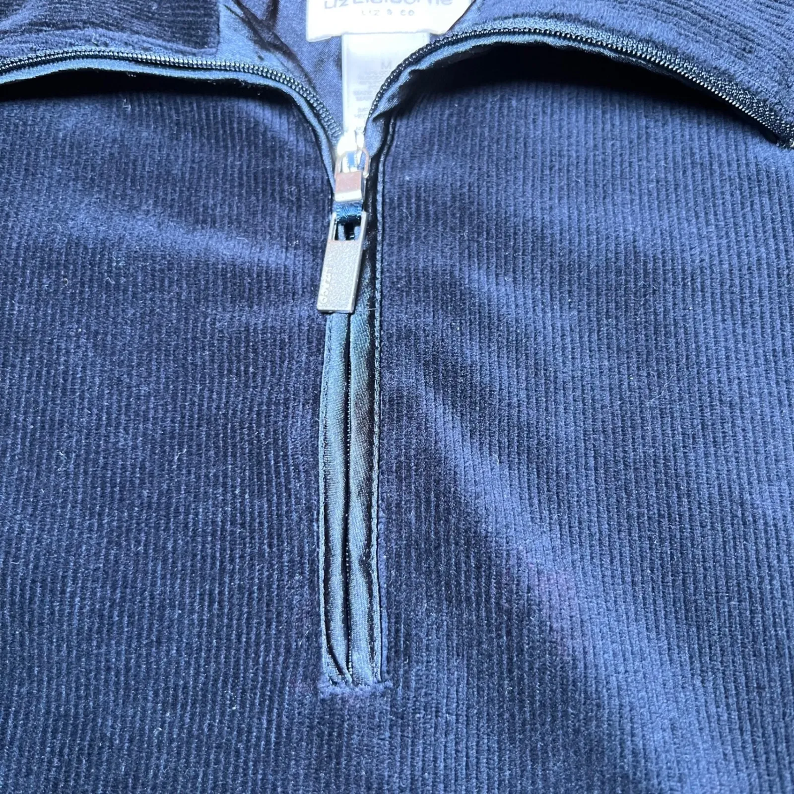 Liz Claiborne Corduroy 1/4 Zip Womens Medium Navy Blue Casual Fashionable - Image 7