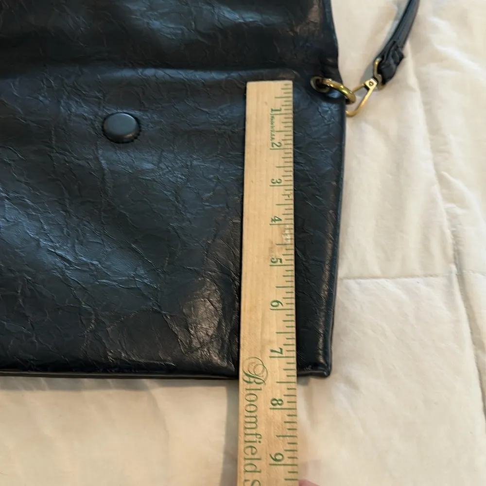 Anthropologie Black Vegan Leather Crossbody Fold Over Handbag - Image 9