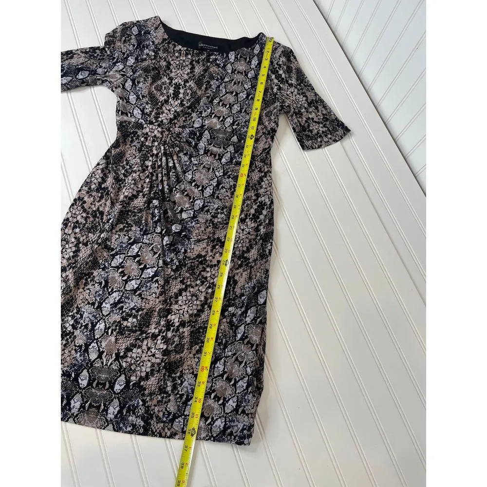 Connected Ruched Mini Sheath Dress Black & Tan Animal Snakeskin Python Size 4P - Image 5