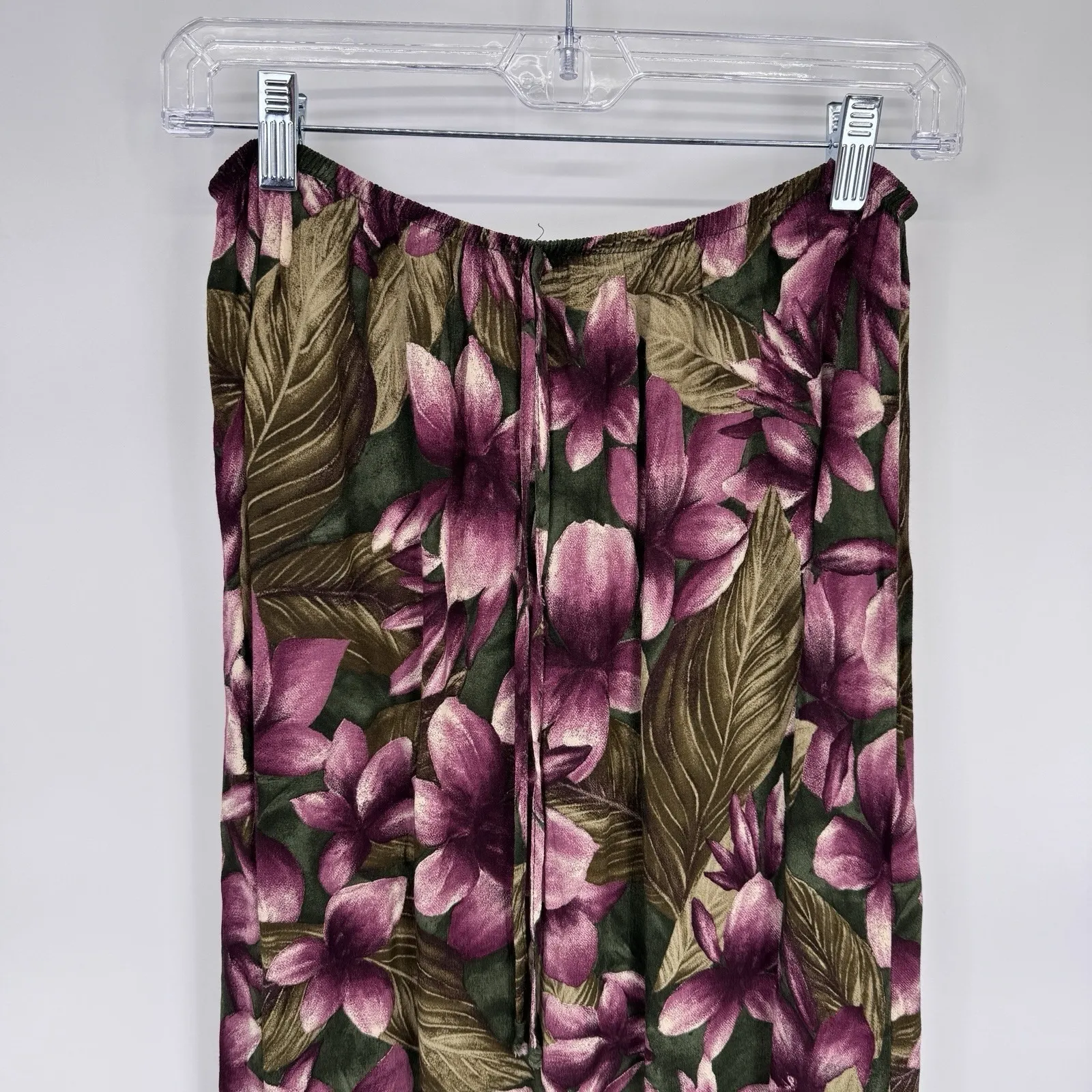 Vintage Teddi Drawstring Skirt Medium Green Purple Tropical Island Resortwear - Image 2