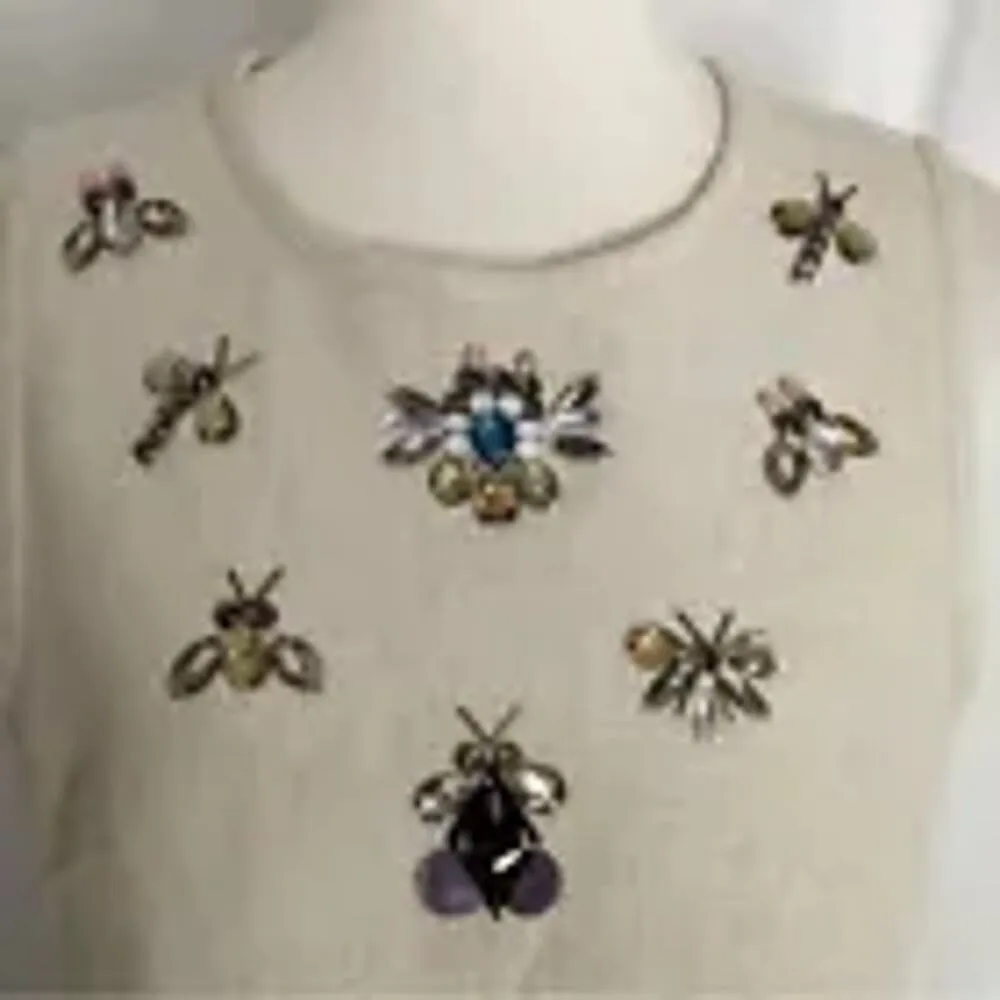 NWT Banana Republic | L |Embellished Jeweled Linen Sleeveless Vest Top Tank $105 - Image 4