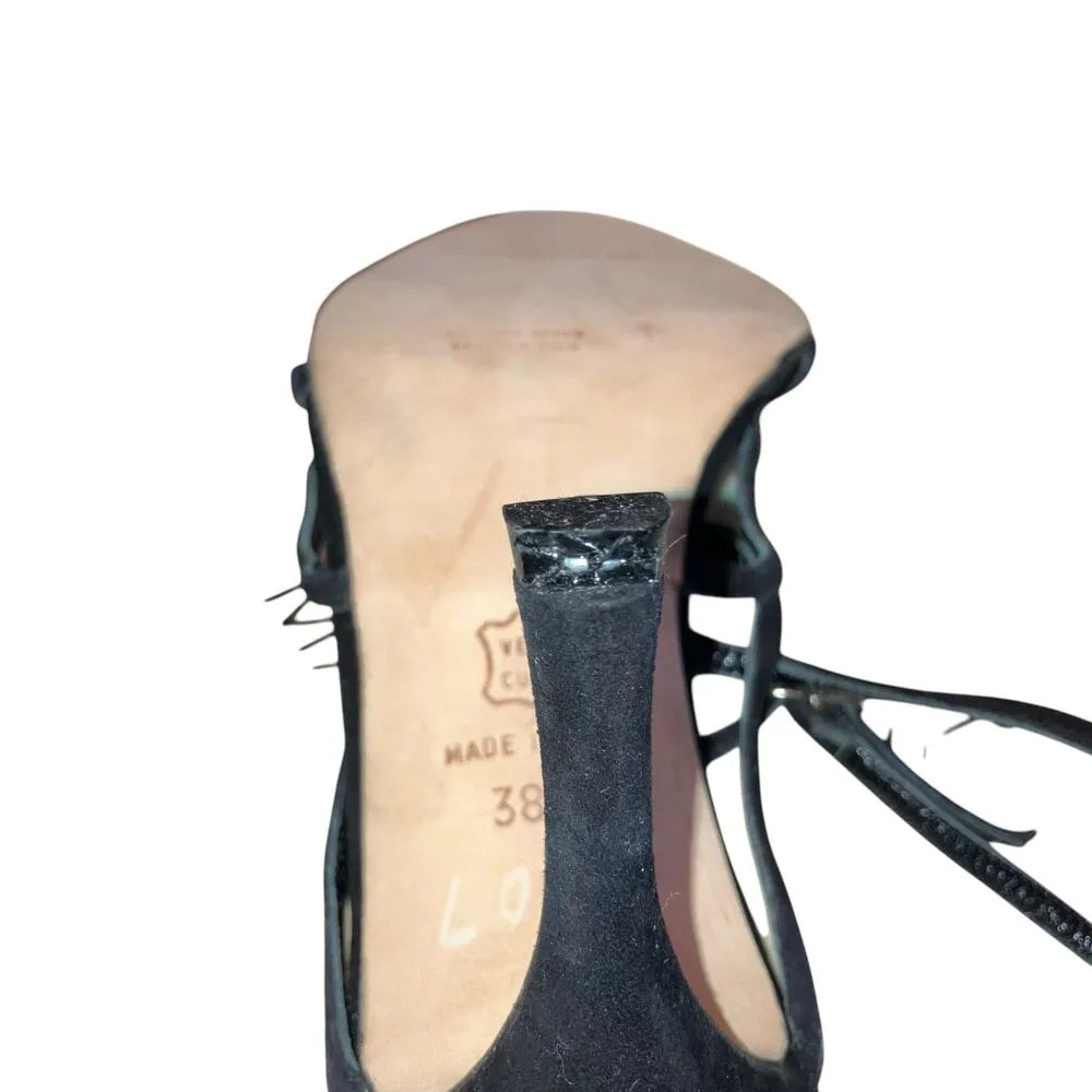 Manolo Blahnik Black Strappy High Heel T Strap Sandal with Dust Bag-size 38.5 - Image 8