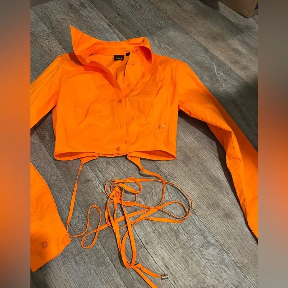 Pinko orange button down wrap style top 2 Orange - Image 4