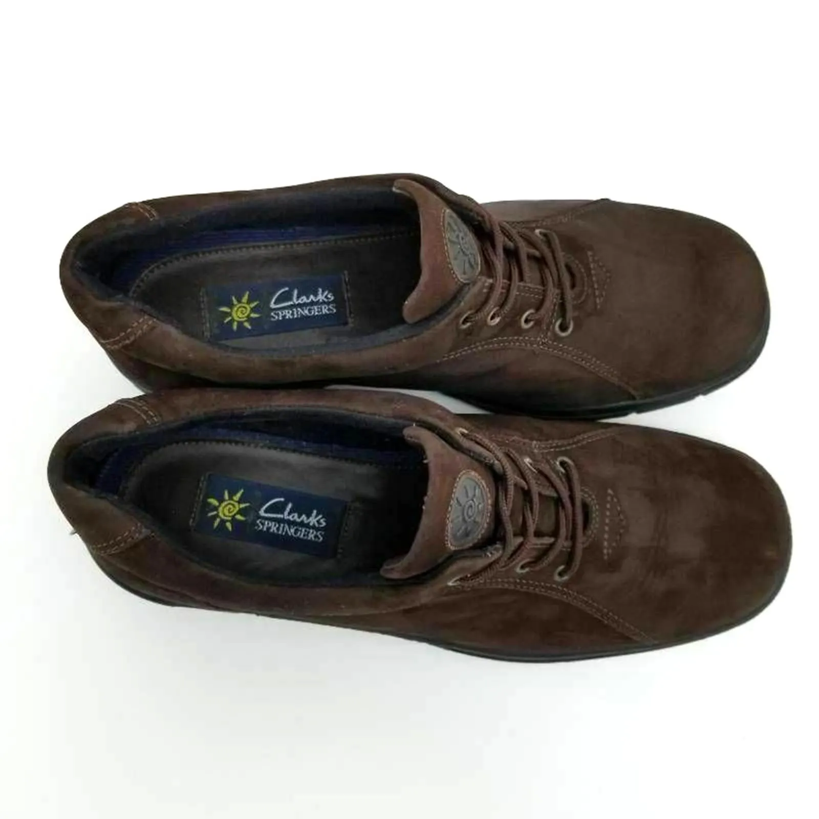 Clarks Springers Oxford Suede Leather Lace Up Shoes Brown Round Toe Size 8 - Image 2