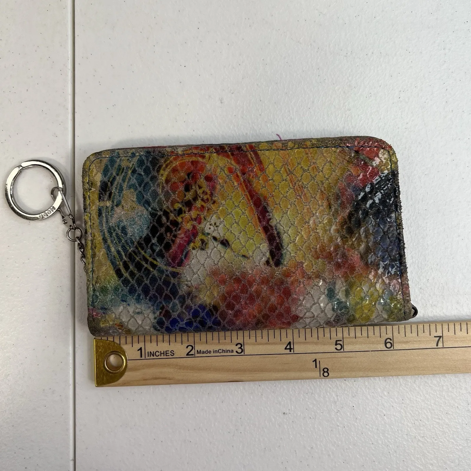 Hobo International Wristlet Key ID Holder Fold Over Snap Snakeskin Embossed - Image 14