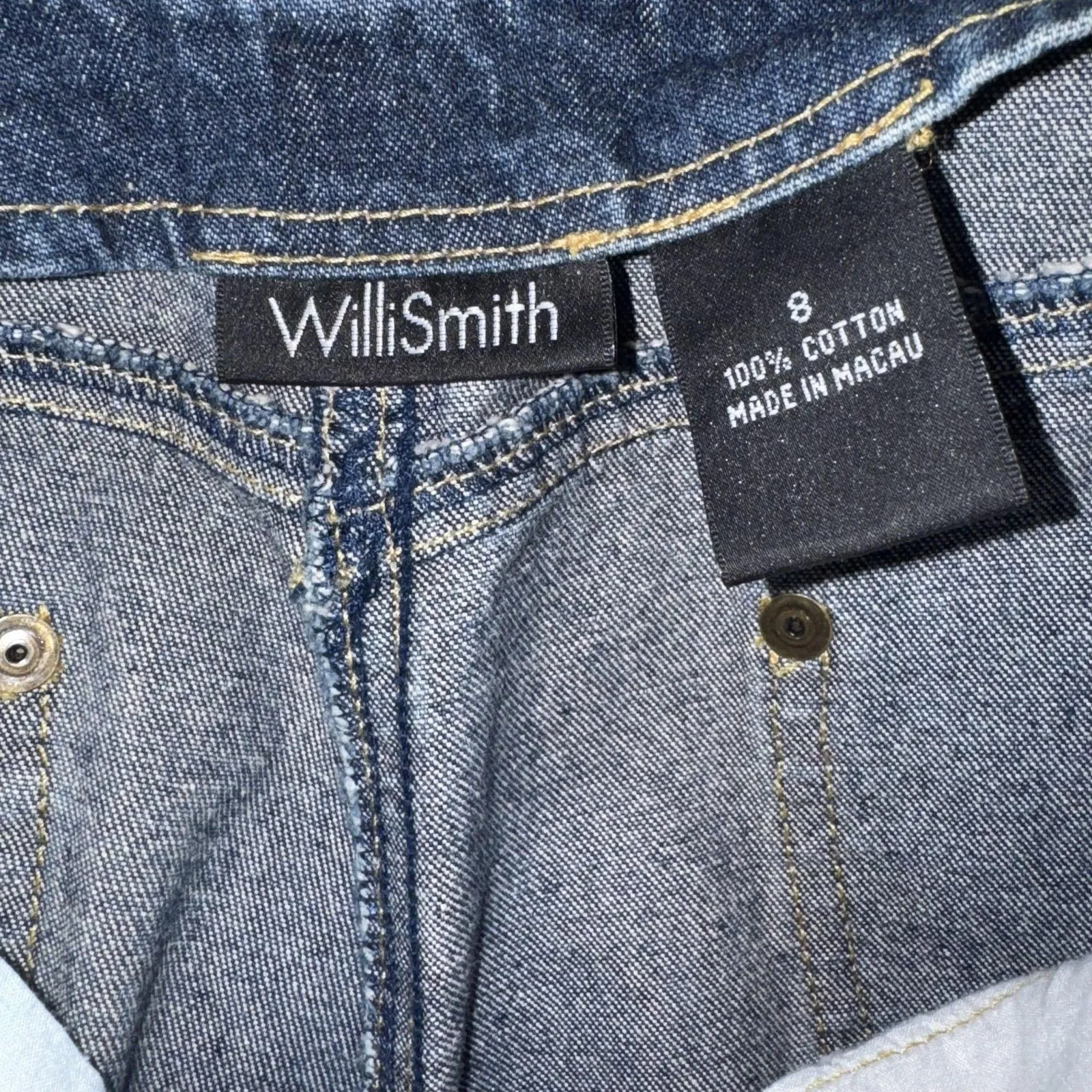 WilliSmith Jeans Womens 8 Blue Denim Straight Leg Laced Sides Western Boho Y2K - Image 12