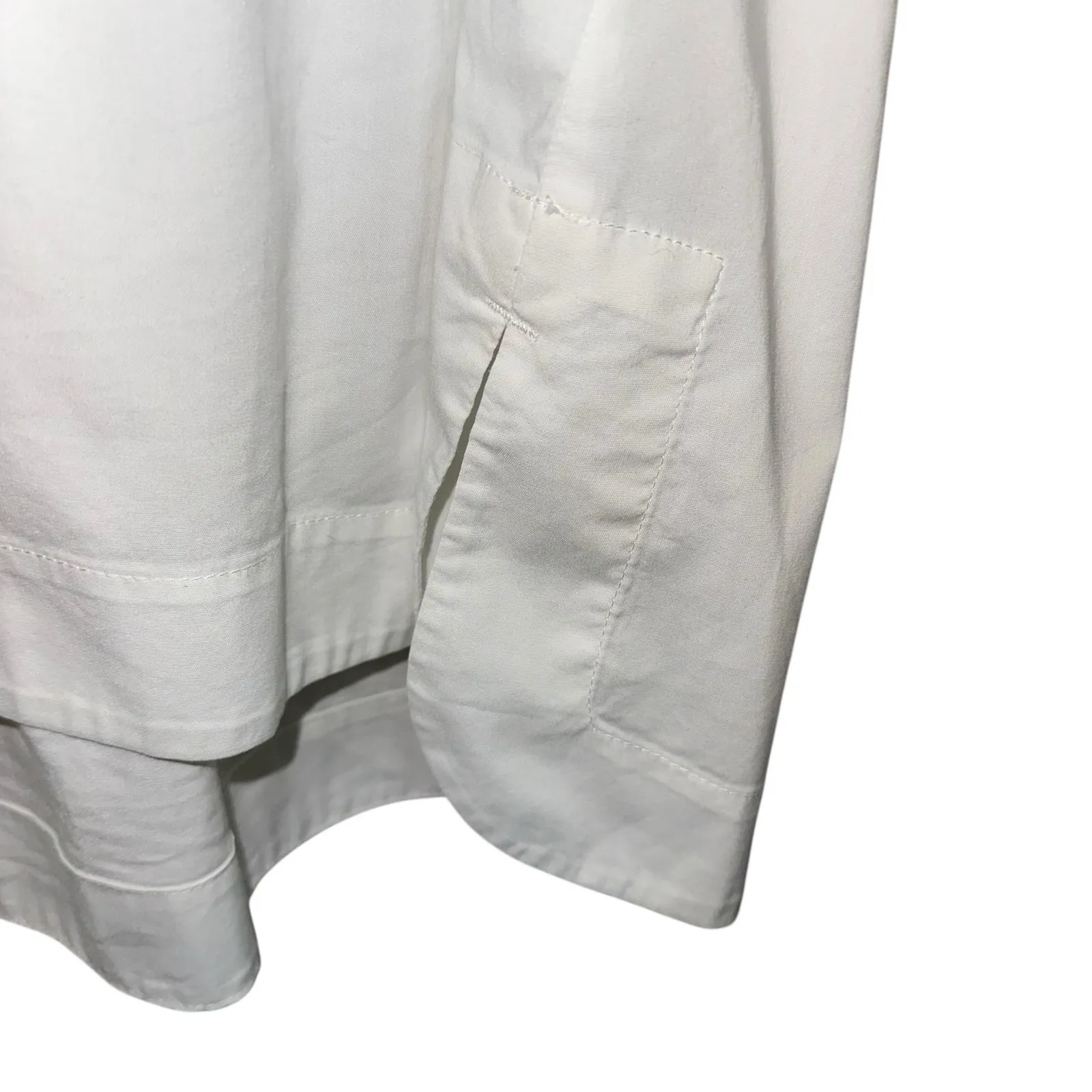 J. Jill White Shirt Collection White Mock Neck High Low Blouse Size L - Image 2