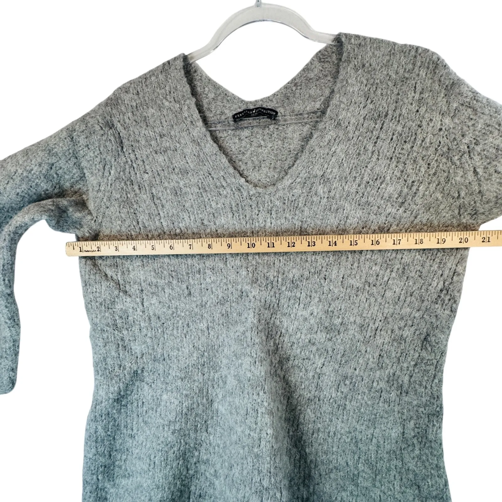 Peruvian‎ Connection Alpaca Blend Sweater Women's Small Gray V-Neck - Image 5