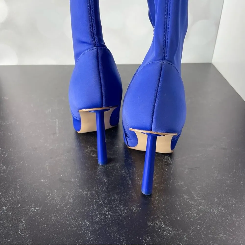 Steve Madden Vivee Womens Sequin Evening Over-The-Knee Boots Blue Sz 7 - Image 5