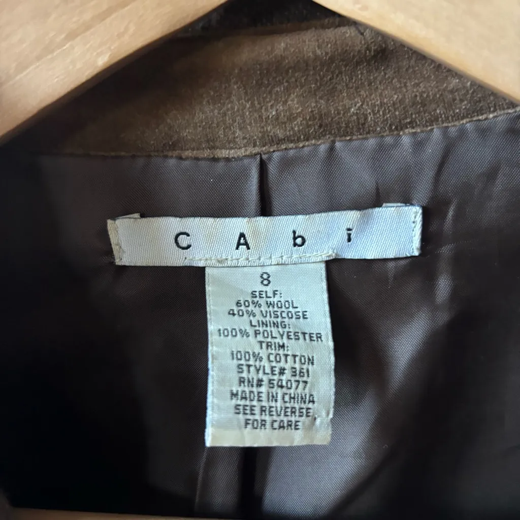 CAbi Brown Ruffled Wool Blazer - Image 3