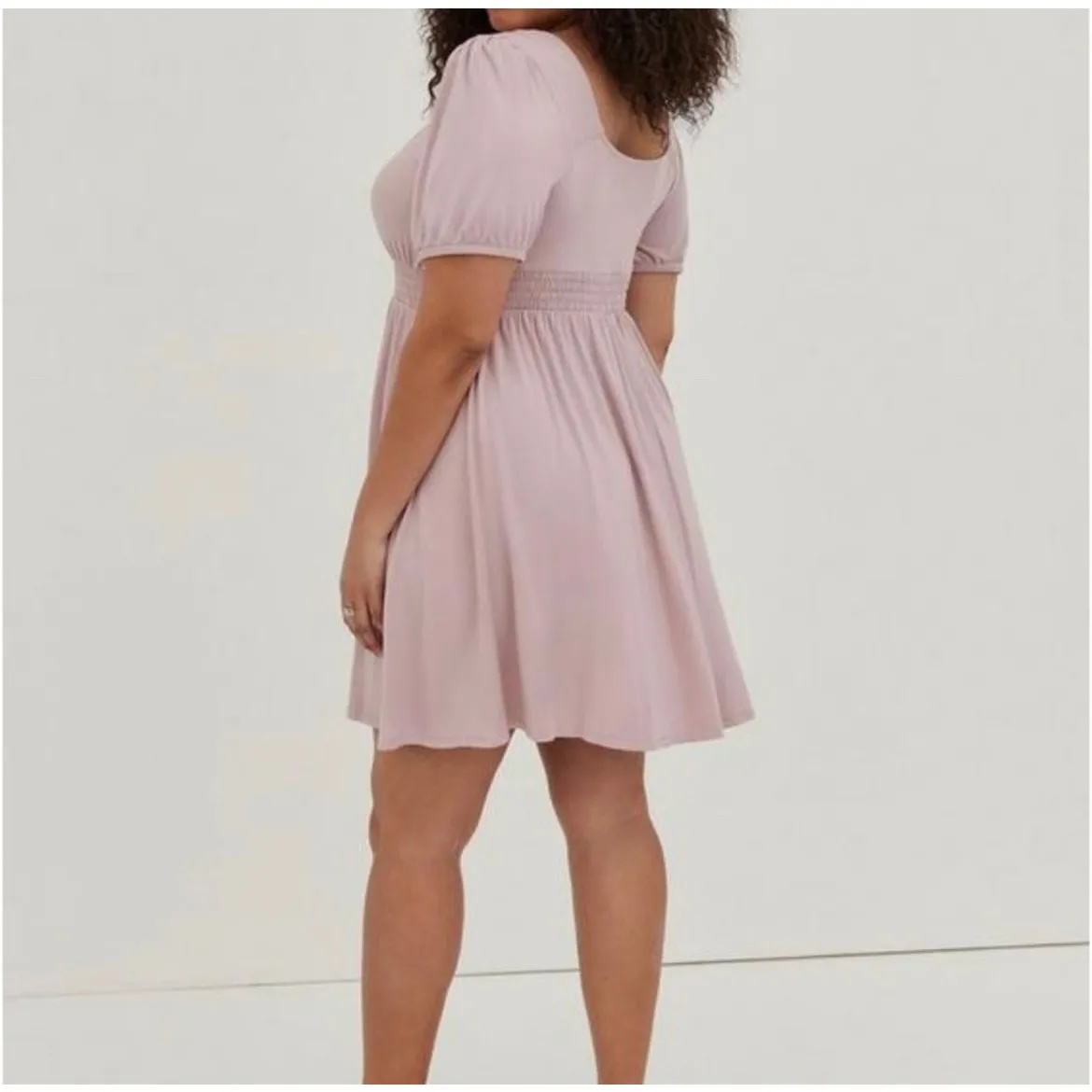 Torrid Babydoll Dress Mauve Super Soft Knit Rayon Spandex Scoop Neck - Image 2