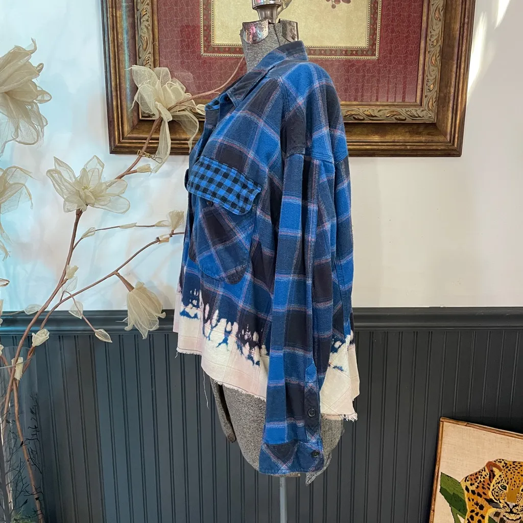 BDG Rayne Flannel Bleached Mixed Button Up Shirt UO Urban Outfitters - Sz L 💕🎀 - Image 6