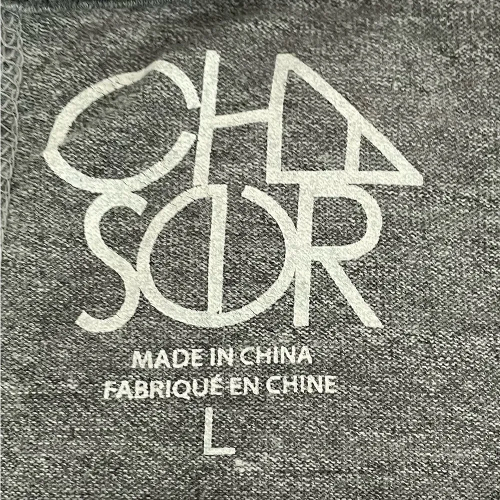 Chaser “Weekend” gray application striped sleeves loungewear sweatshirt, size L - Image 2