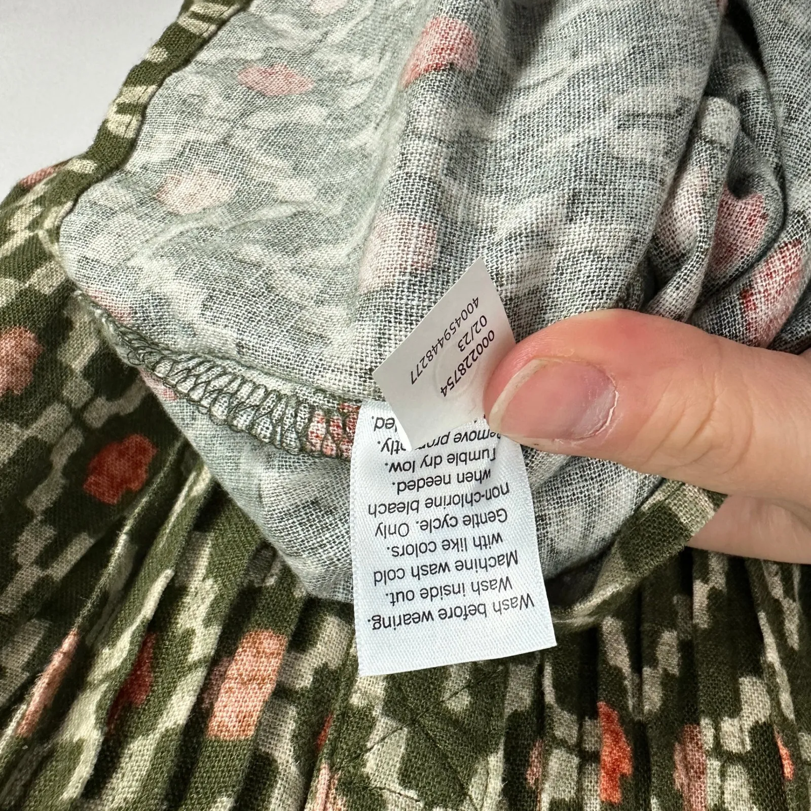 Sonoma Dress L Green Ikat Linen Blend Boho Cottagecore Earthy Granola Size L - Image 5