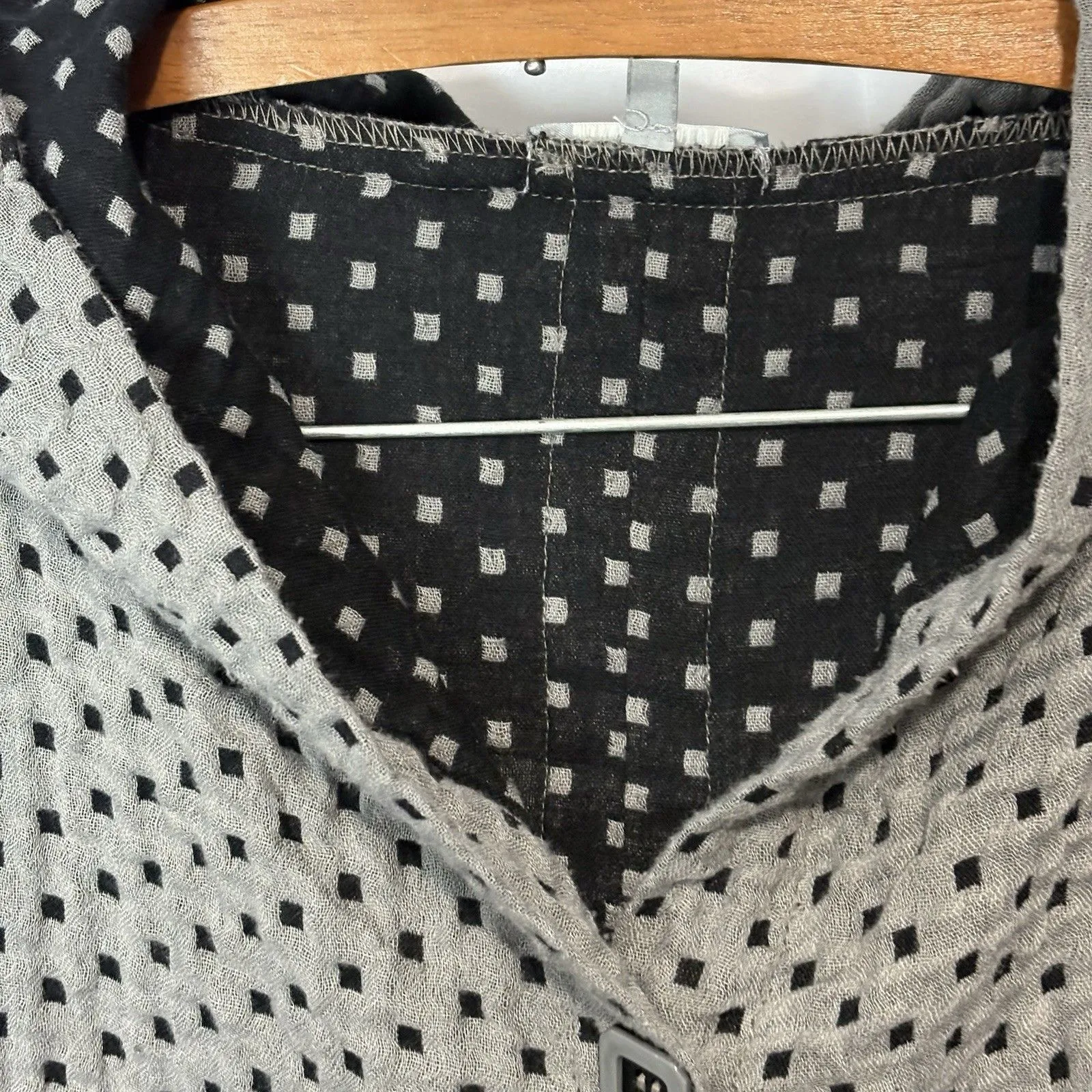 Habitat Jacket Women Gray Black Square Swing Pockets Lagenlook Art To Wear L - Image 4