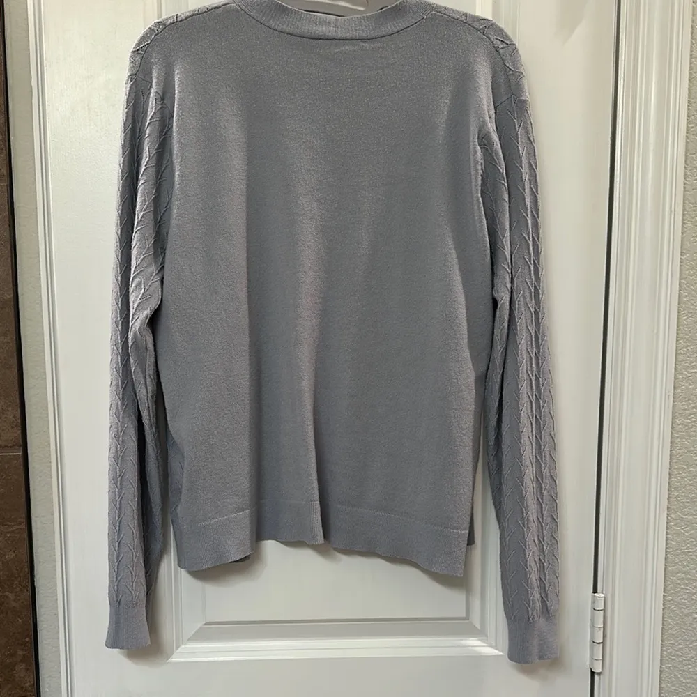 Vita Milano Soft Gray Cardigan EUC Size L - Image 5