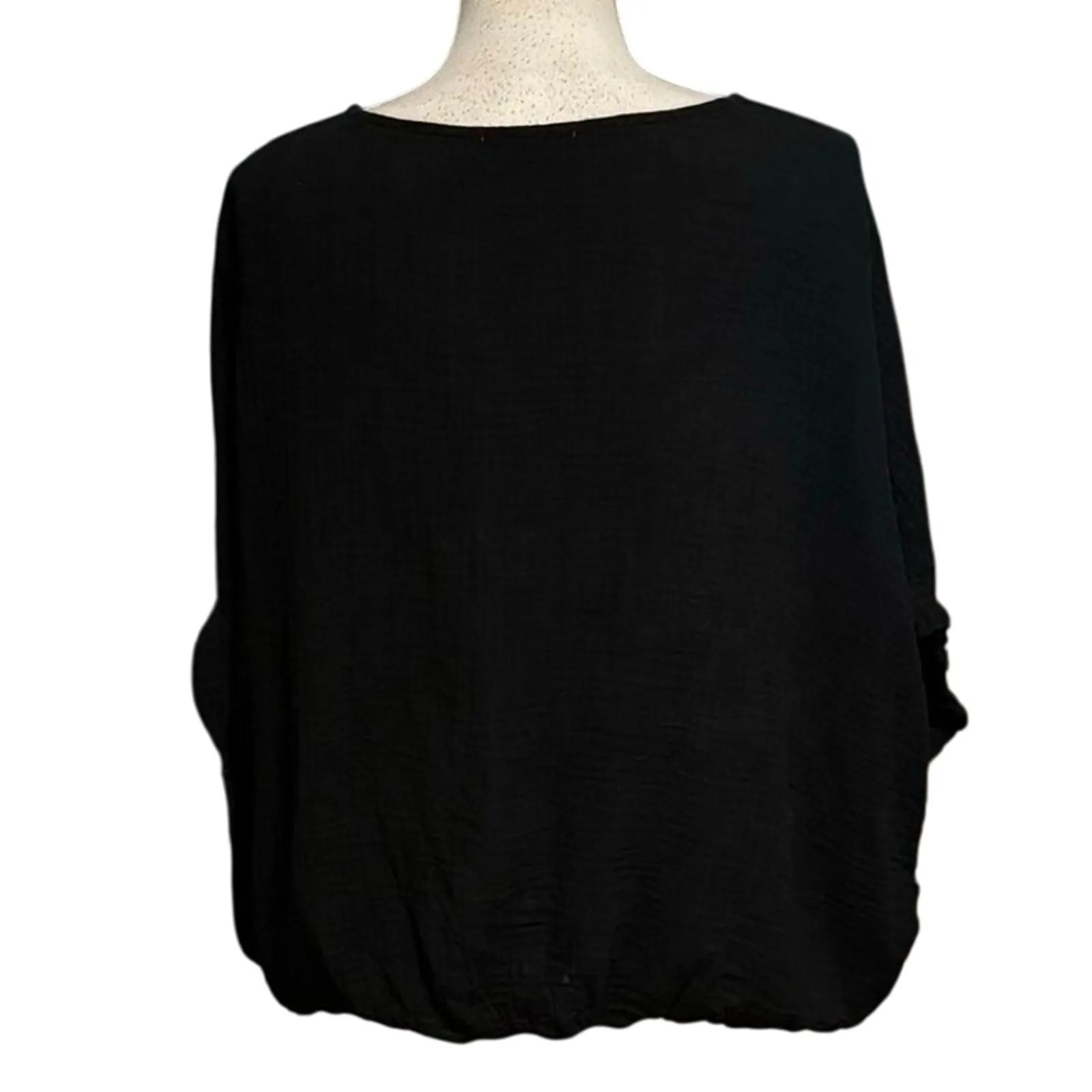Stark X Size S Cotton Gauze Top Black Loose Fit Elastic Waist Boxy - Image 2