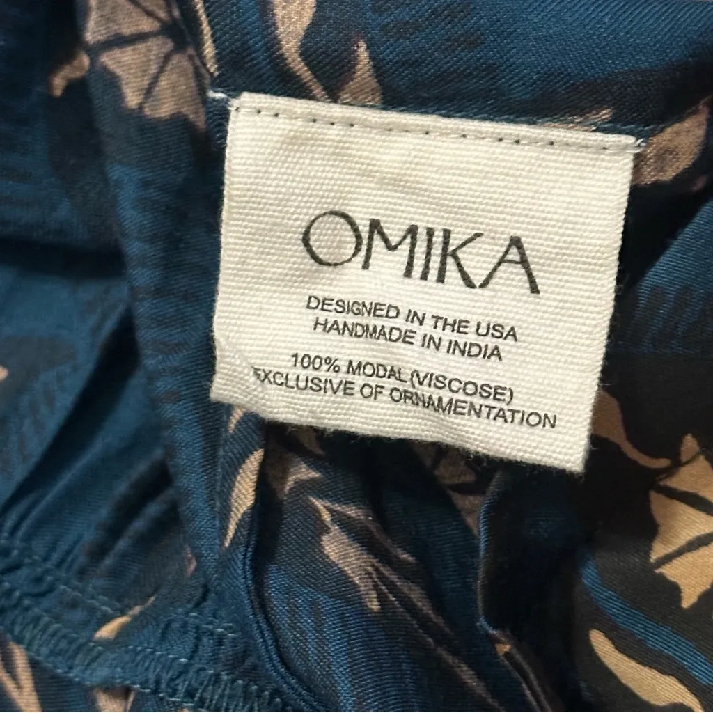 Omika Women’s Sz XS Marli Sapphire Blue Floral Print Tie Back Monica Midi Dress - Image 7