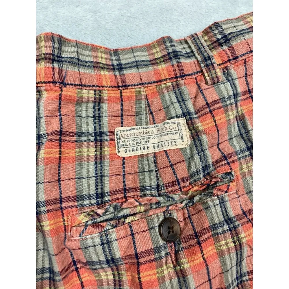 Vintage 90s Abercrombie Plaid Shorts Zip Sz 10 Pleated Mom Wide Leg High Waisted - Image 4