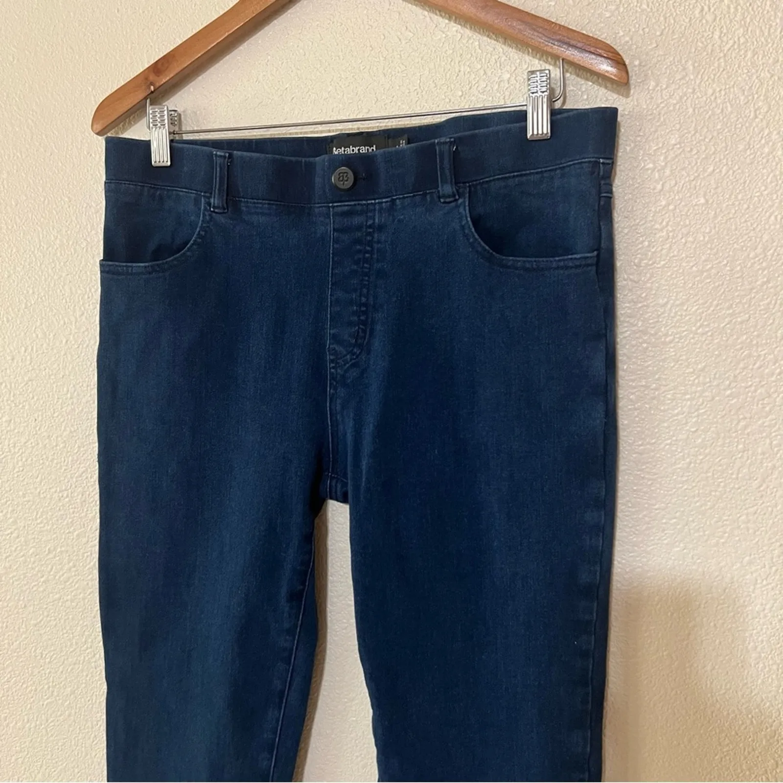 Betabrand blue stretch high rise skinny denim jeans LARGE - Image 2