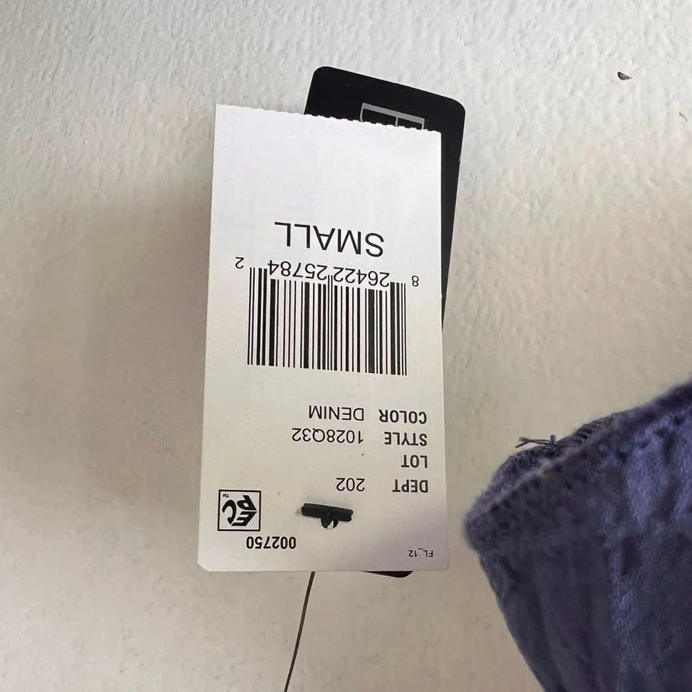 Women’s Top BCX shore off the shoulder 3/4 sleeves navy Denim  color S. - Image 7