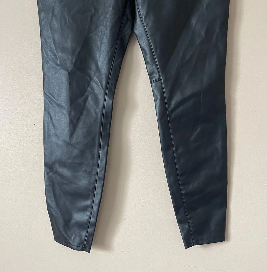 FREE PEOPLE | Black Vegan Faux Leather High Rise Long & Lean Pants Sz 31 - Image 4