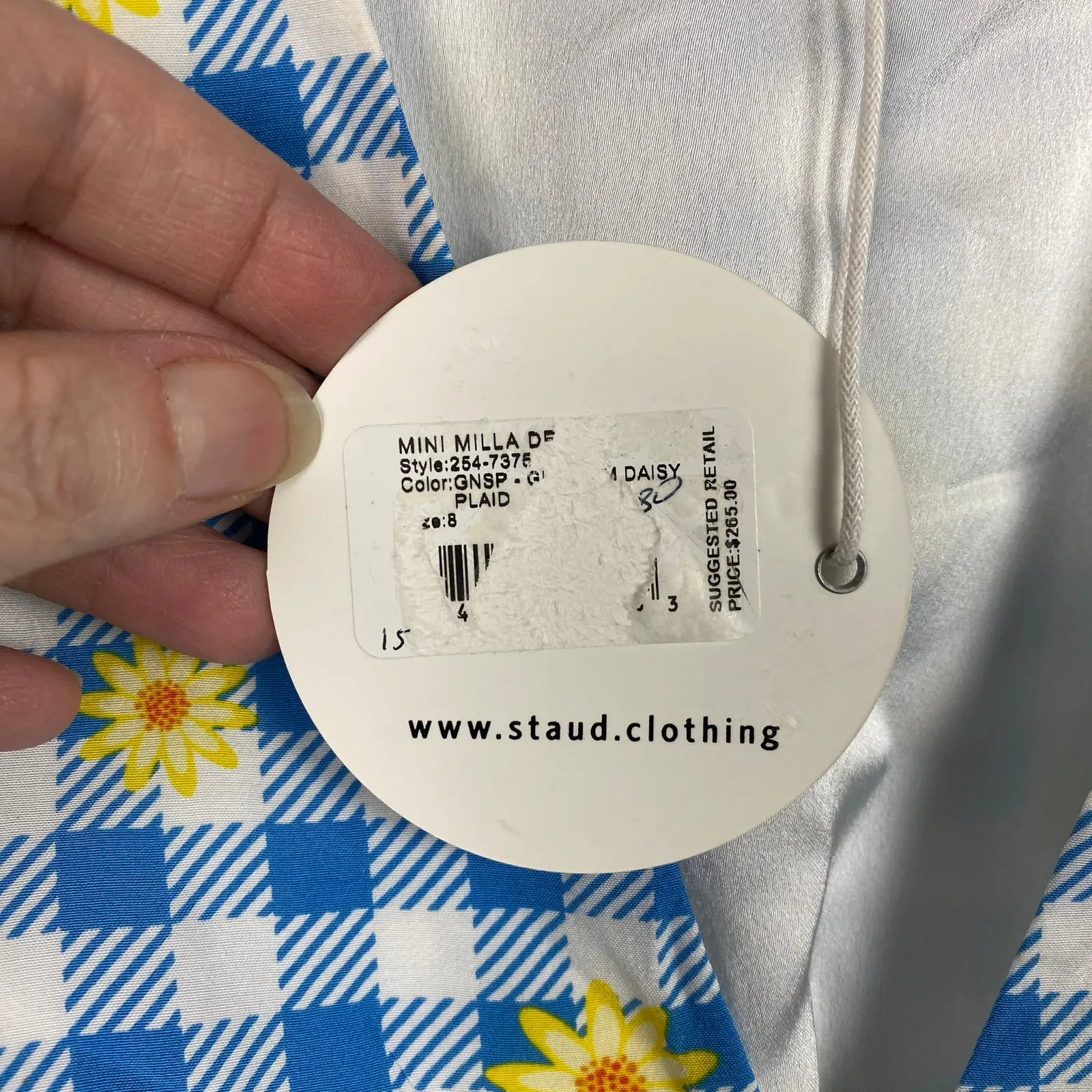 Staud Blue Gingham Daisy Milla Mini Dress Sz.8 NWT - Image 8