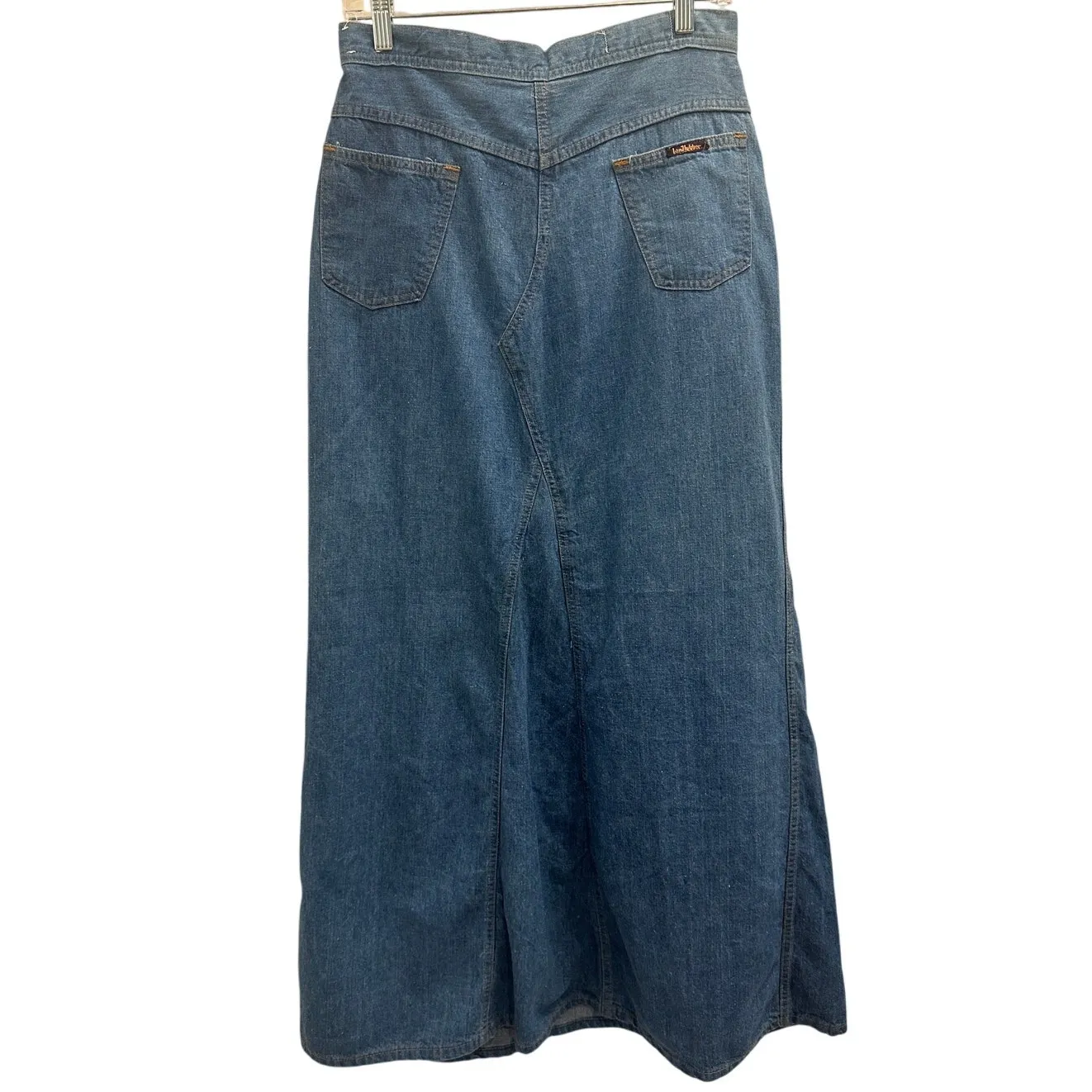 VTG 70s Landlubber Denim Maxi Skirt High Waist Cottage Hippie Retro Boho Medium Blue - Image 4