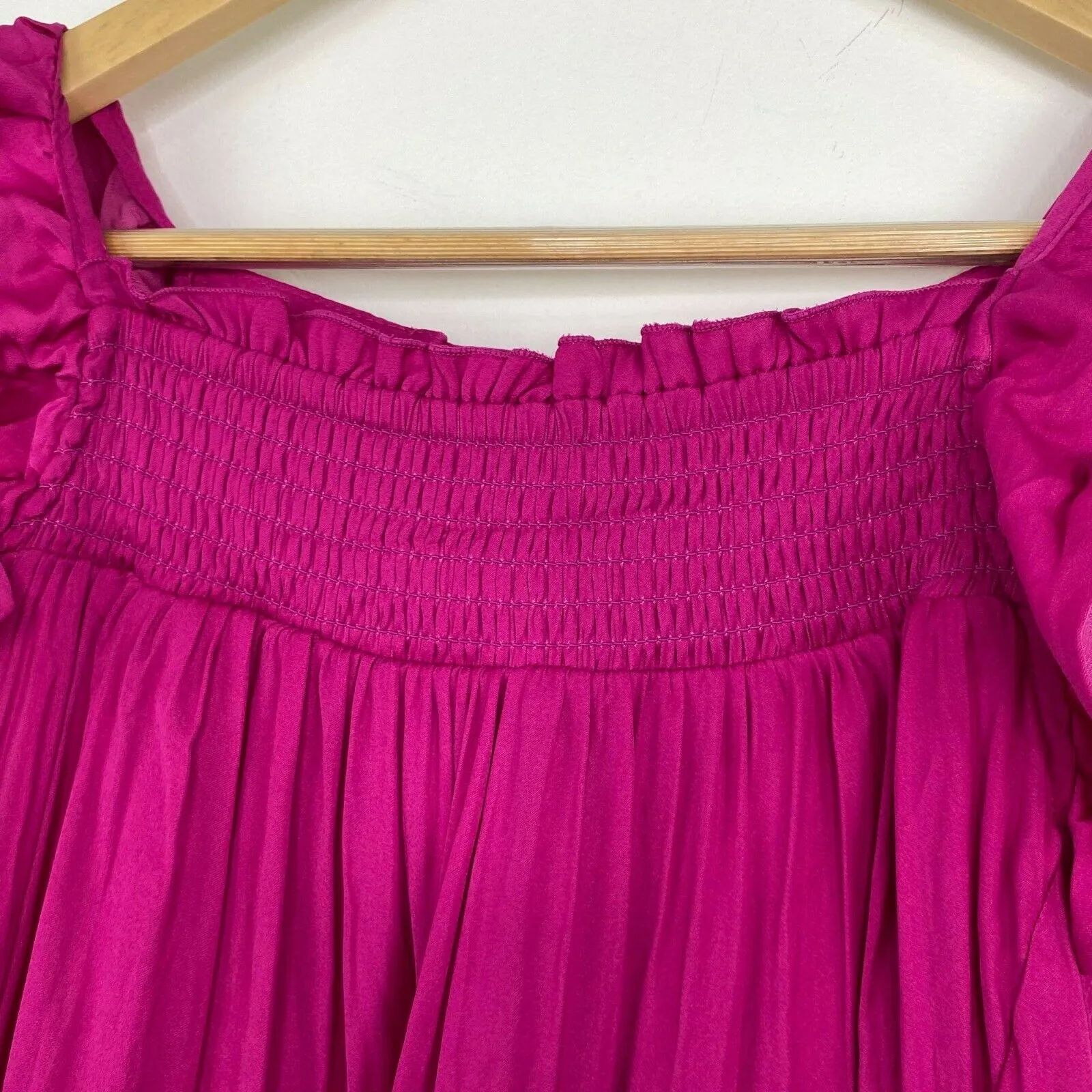 Free People Babydoll Mini Dress Size S Pink Barbie Ruffle Feminine Boho Summer - Image 4