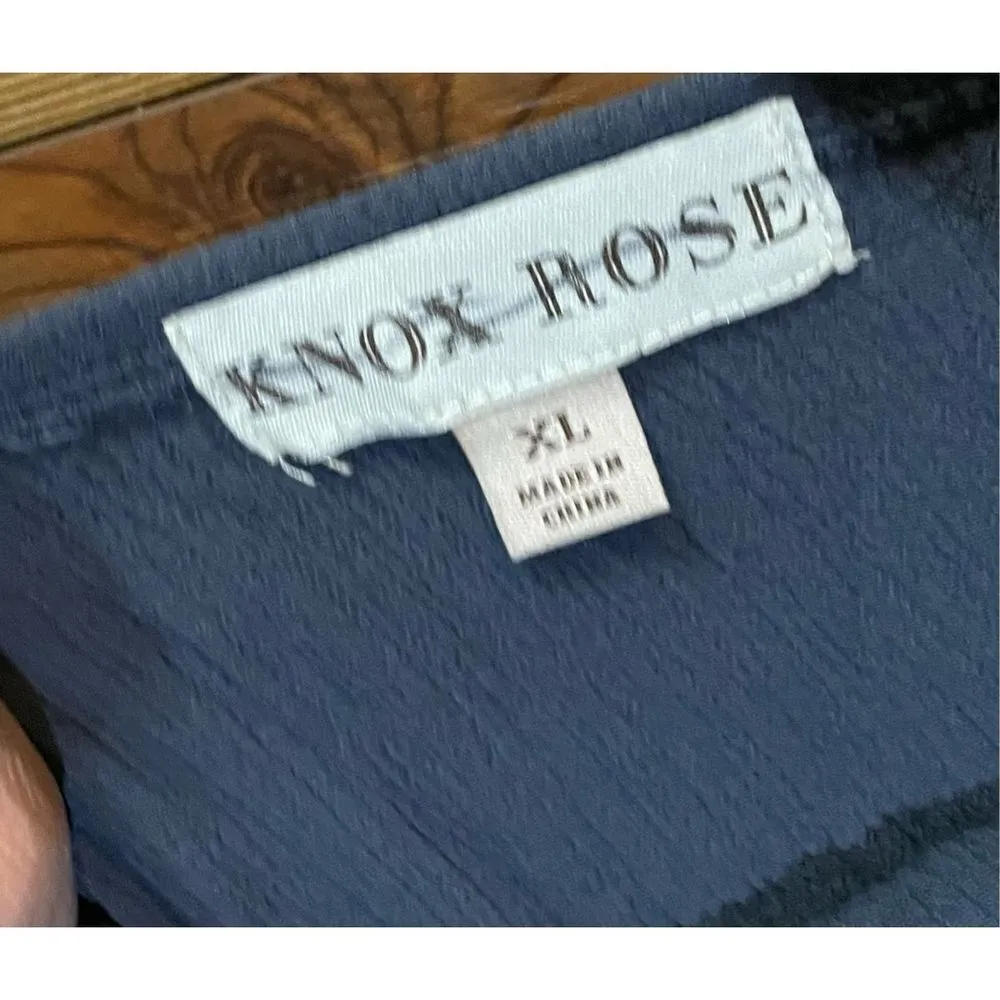 Knox Rose Women's Navy Blue Cross Stitched Floral Off The Shoulder Dress sz XL - Image 3