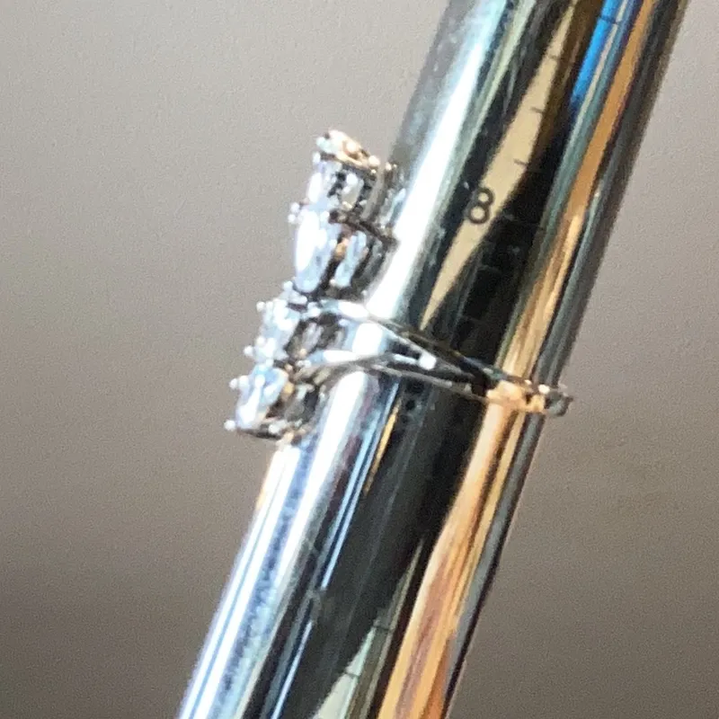 Swarovski Pear Cut Crystal Bypass Ring Sterling Silver Women's Elegant 8.75 - Image 2