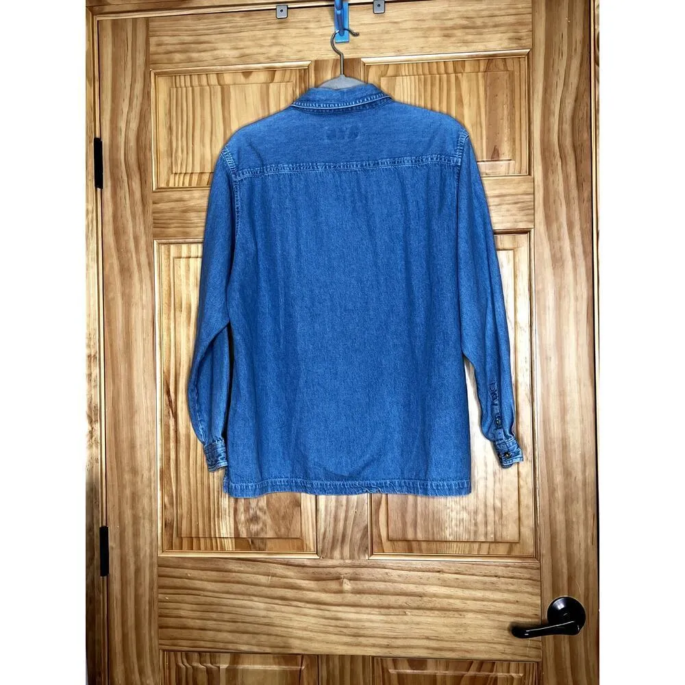 Vintage Luna Pier women's size large denim shirt with shoes button - Image 2