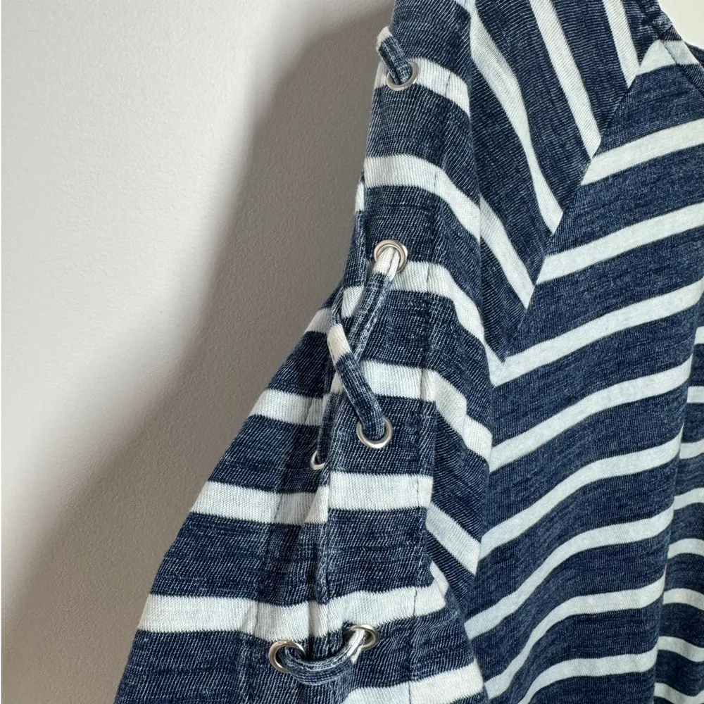 Jane & Delancey Top Women XL Blue White Stripe Nautical 100% Cotton Spring Coast - Image 4