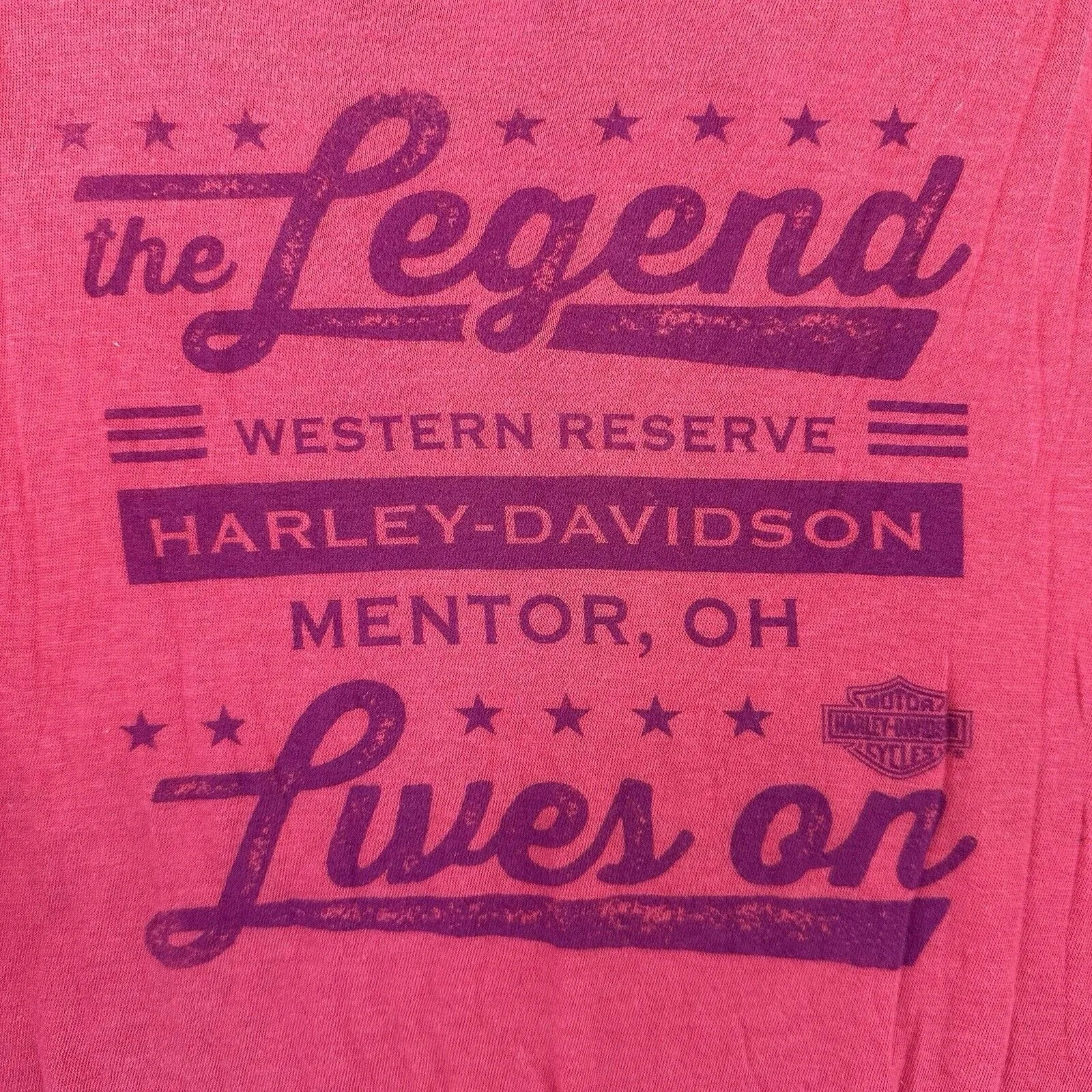 Harley Davidson Long Sleeve Tee Oversized Mentor Ohio Small Pink - Image 6