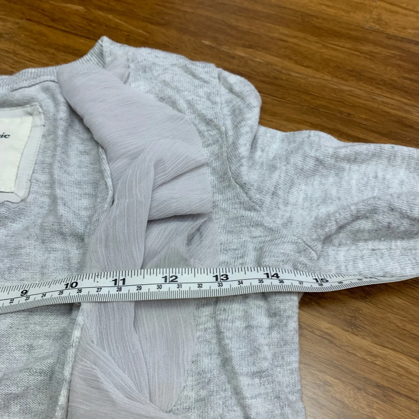 Abercrombie & Fitch Cardigan Womens Size Small Ruffle Front Knit Sweater Gray‎ - Image 6