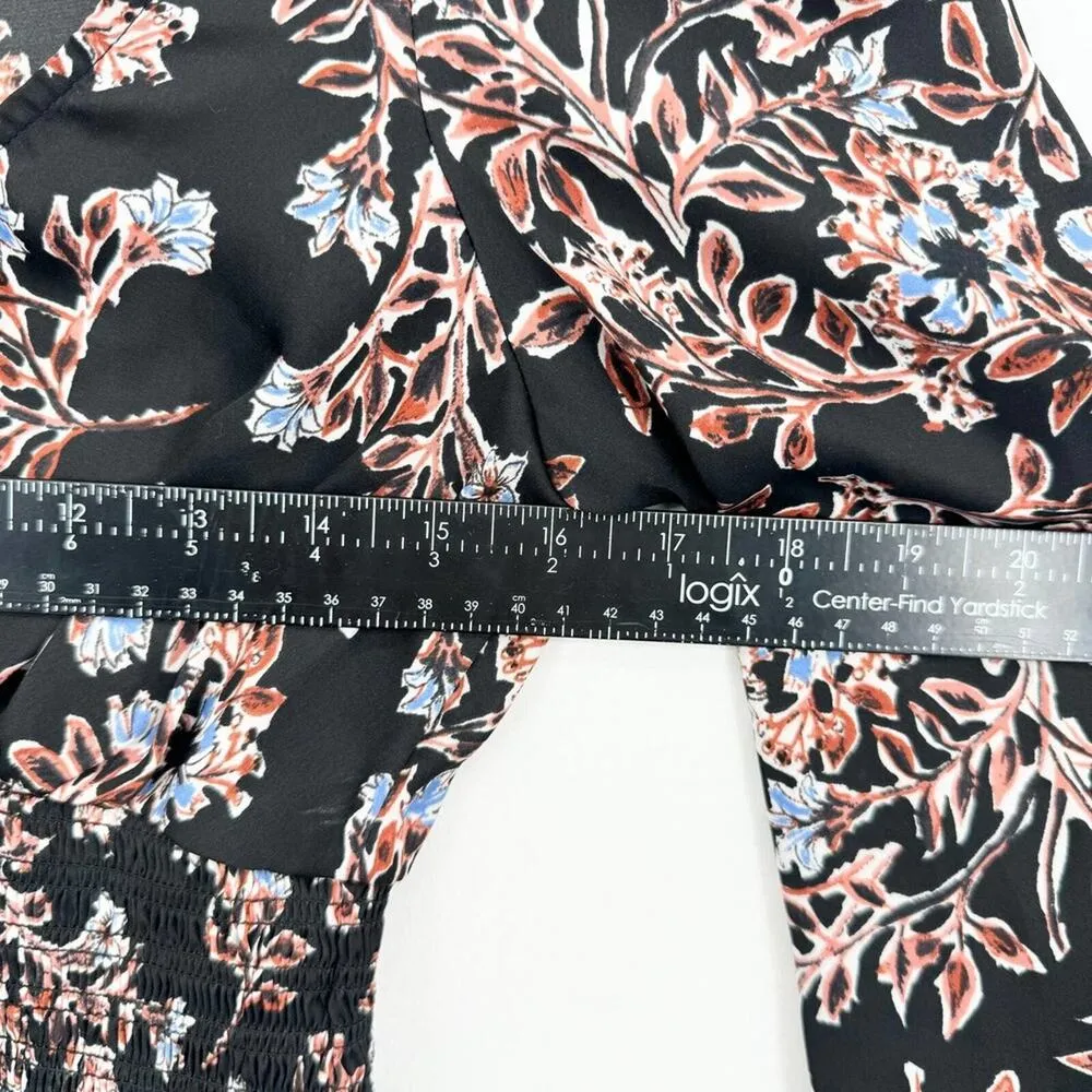 FREE PEOPLE Blouse Women Size XS Santiago Print Scoop Neck Smocked Crop Boho - Image 3