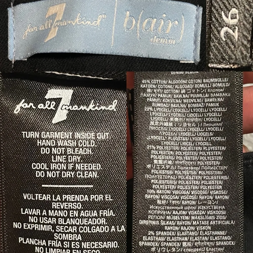 7 for all Mankind Womens Jeans Coated Black High Waist Skinny Ankle Size 26 - Image 10