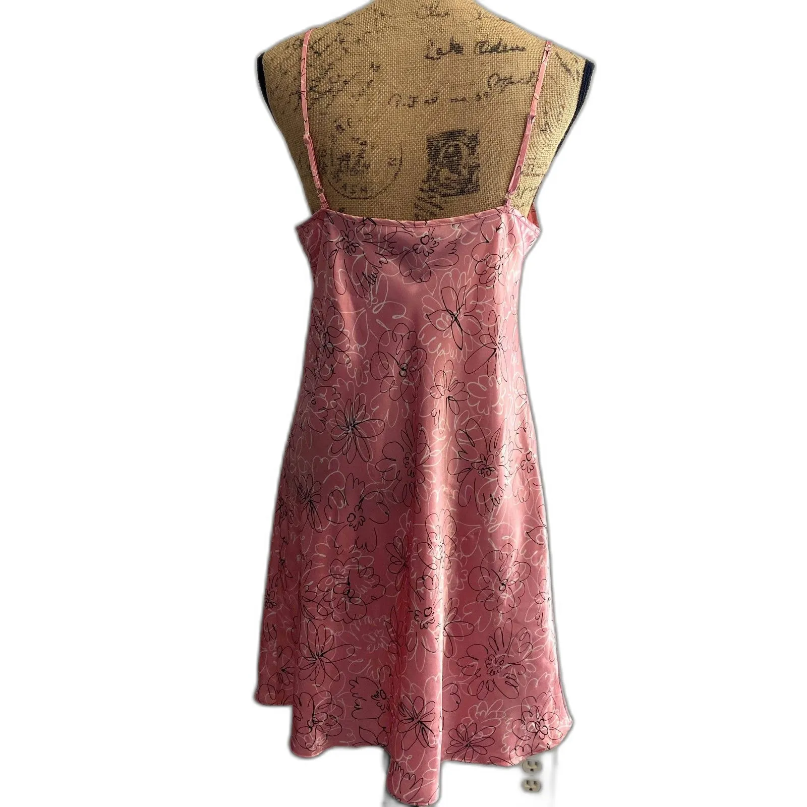 Delicates Cowl Neck Slip Dress‎ Pink Satin Floral Coquette Girly Size Medium - Image 4