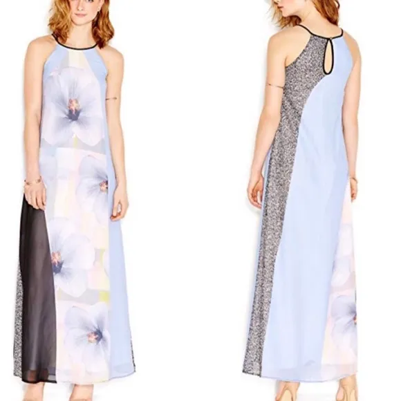 NWOT Floral Print Color Block Maxi Dress SZ-M - Image 2