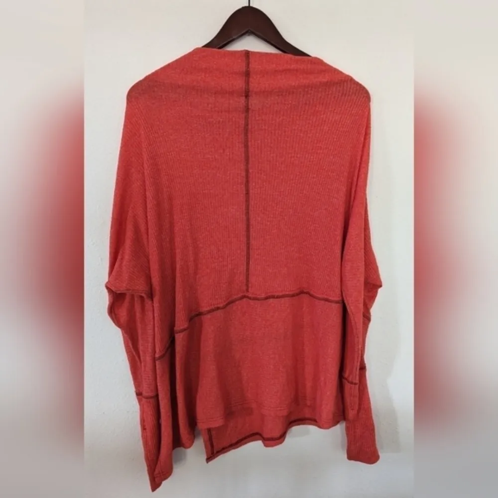 Free People We The Free Londontown Thermal Cherry‎ Coral Oversized Top XS - Image 5