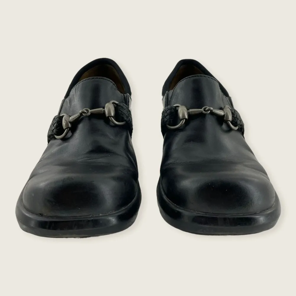 Ariat Del Mar Black Leather Silvertone Horse Bit 2" Heeled Clog SN 93601 7 - Image 2