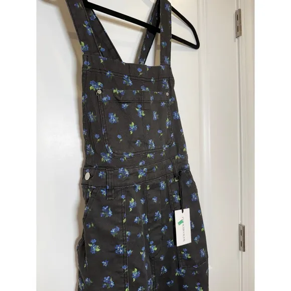 NWT - WeWoreWhat Slouchy black Watercolor Ditsy Slit jumper Overalls‎ size - Image 8